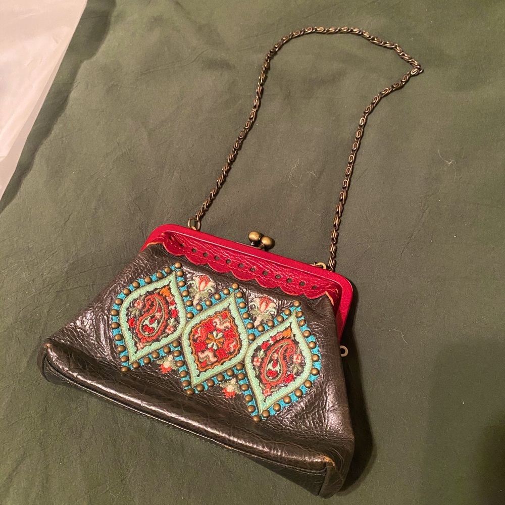 ISABELLA FIORE vintage handbag with embroidery & brass beading